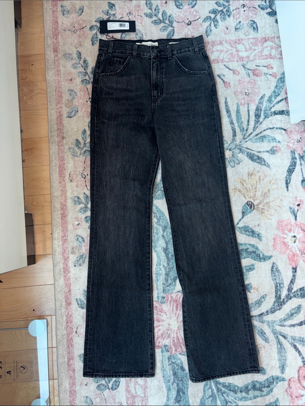 Nili Lotan Washed Black Straight-Leg Jeans